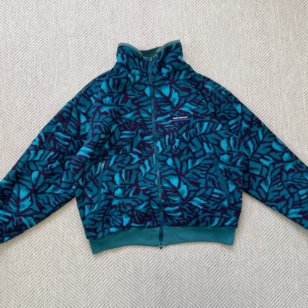 90s 헬리한센 트로피컬 패턴 리버시블 플리스 자켓