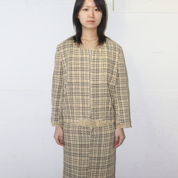 꼼데가르송 AD1997 레이어드 트위드 집업 드레스