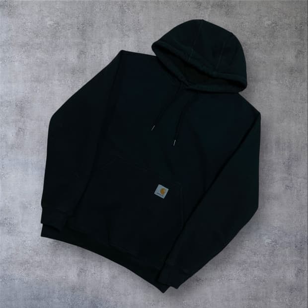 칼하트 패치 박스 로고 블랙 후드티