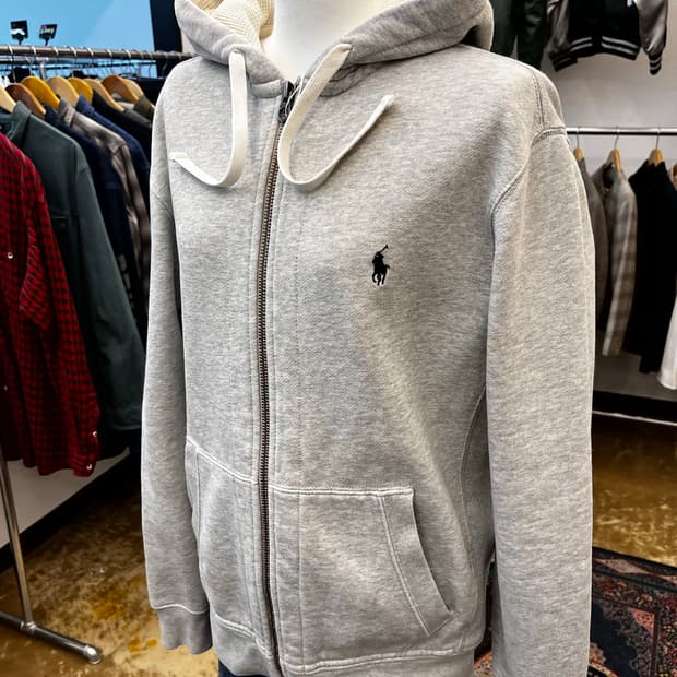 90's 폴로 랄프 로렌 써멀 후드 집업 그레이