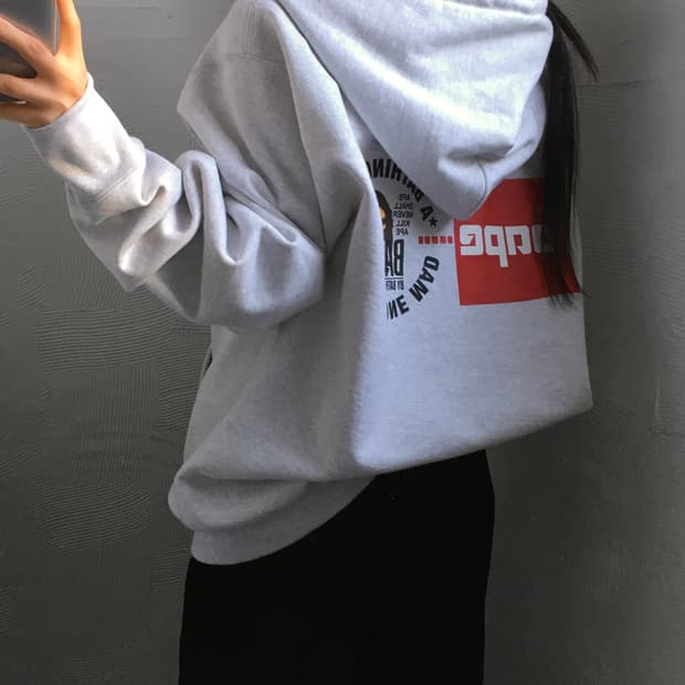 (미사용) Bape 베이프 멜란지그레이 풀오버 백프린팅 애프터 후드 