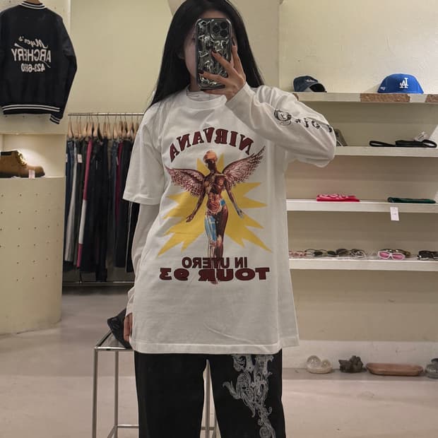 빈티지 너바나 밴드 1993 월드투어 반팔 티셔츠 U1235