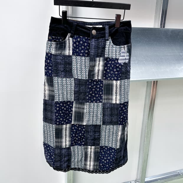 dog patchwork corduroy skirt