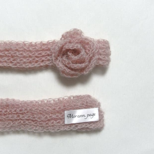 crochet mohair rose scarf dusty pink