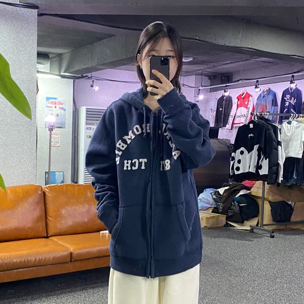 아베크롬비 아치로고 네이비 후드집업 B3341