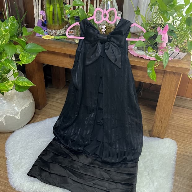 빈티지 블랙 리본 러플 원피스 히메갸루 로걀 모리걸 펑크 긱시크 고딕