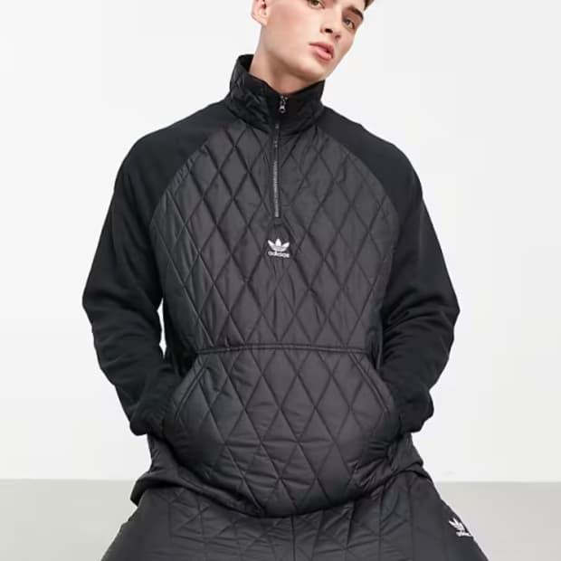 아디다스 퀼팅 하프집업   누빔 긴팔 라지 블랙