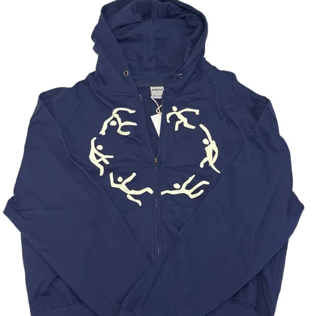 (새상품)아모우 댄싱 서클 크롭 후드집업 네이비 