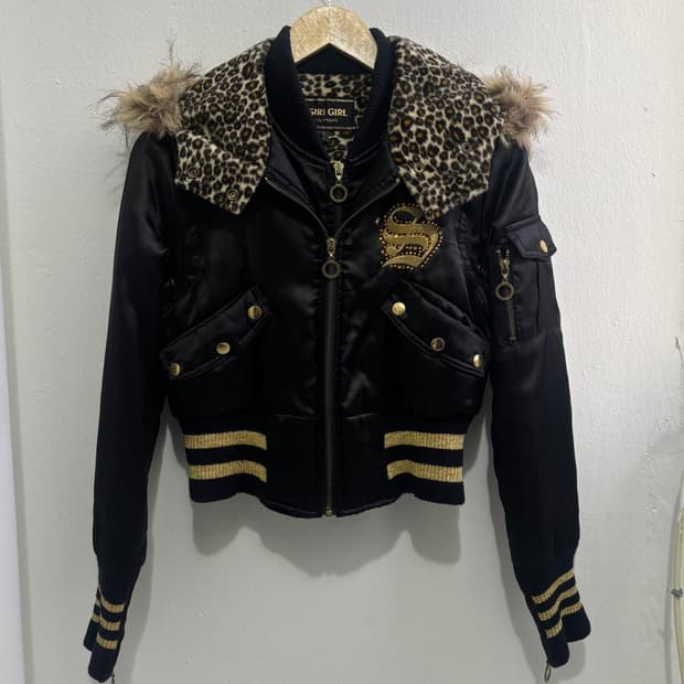 Vintage Leopard Fur Hood Padded Jacket