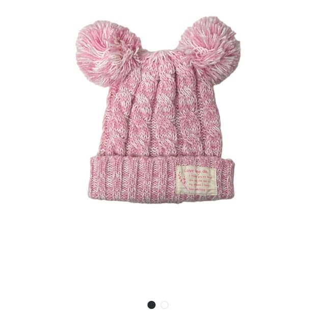 빈티지 핑크 니트 비니 폼폼이 리즈리사