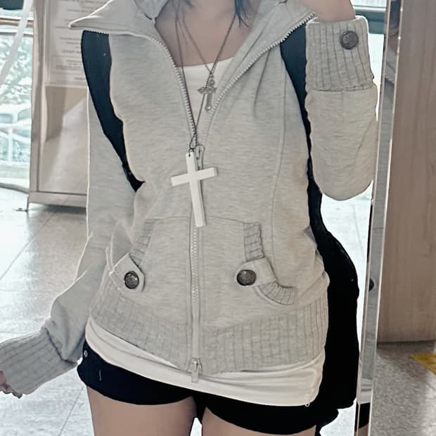 펑크 빈티지 투웨이 후드집업