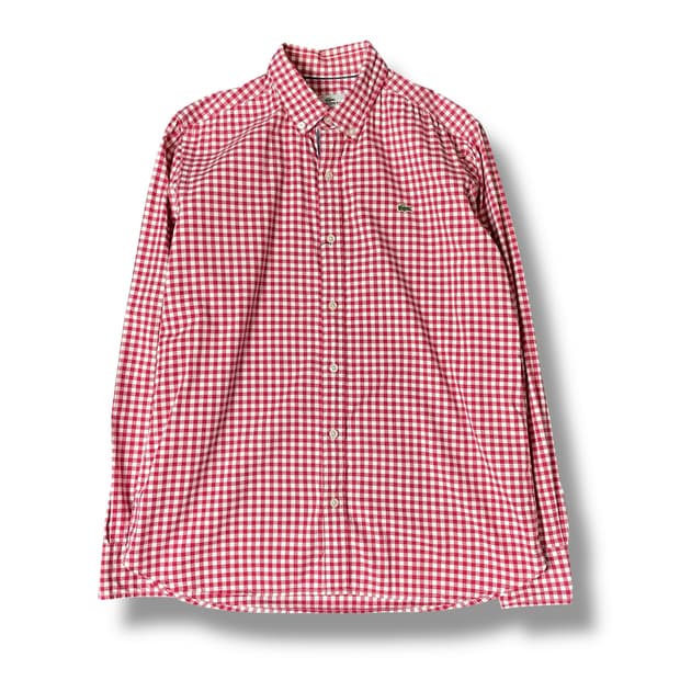 라코스테 레드 깅엄 체크 셔츠 40