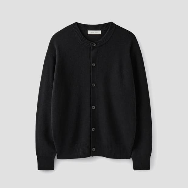 (XL) 유니온블루 울 솔리드 크롭 가디건 블랙