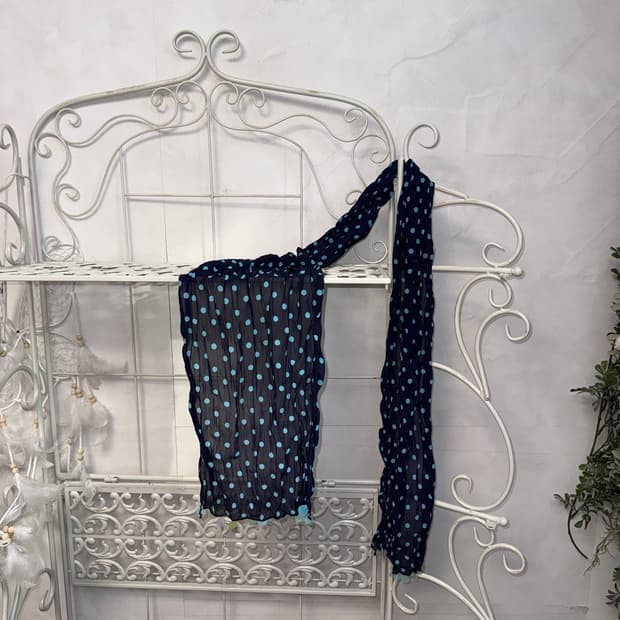 Navy blue dot sheer scarf
