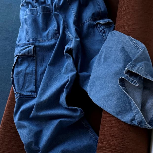 Utility design denim cargo pants