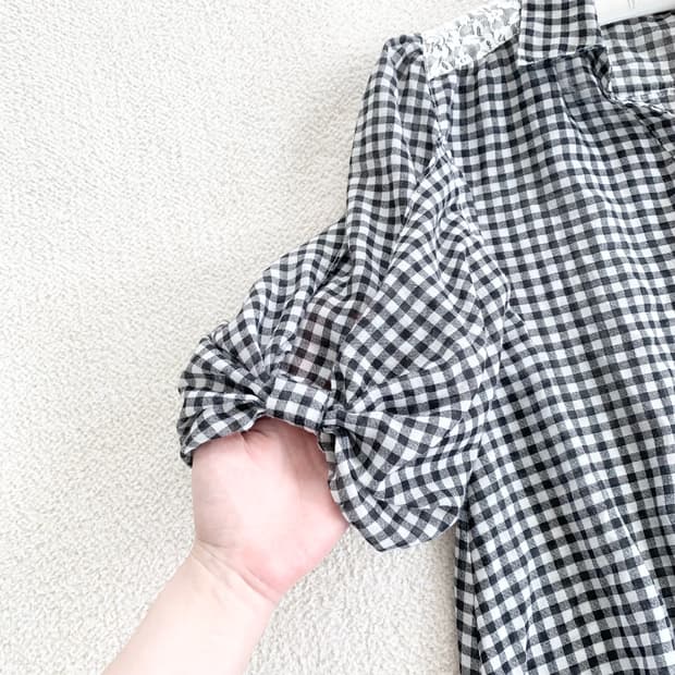 리본 블라우스 ♥ 레이스 깅엄체크 블라우스