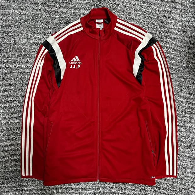 (110) 아디다스 빅로고 레드 삼선 트랙탑 져지