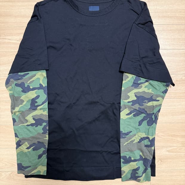 Juun.J 준지 카모 레이어드 롱슬리브 티셔츠