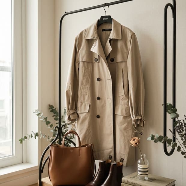 정품 DKNY 더블 버튼 트렌치코트 (베이지/상태최상)