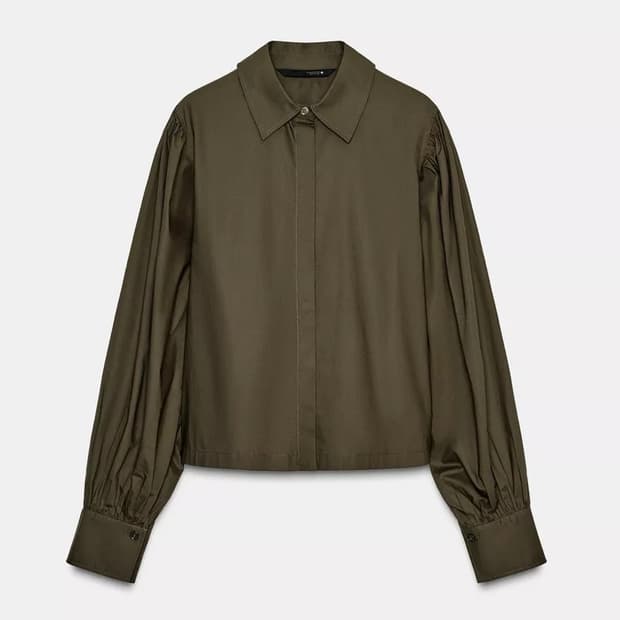 <새상품>ZARA 자라 벌룬 슬리브 포플린 셔츠 S