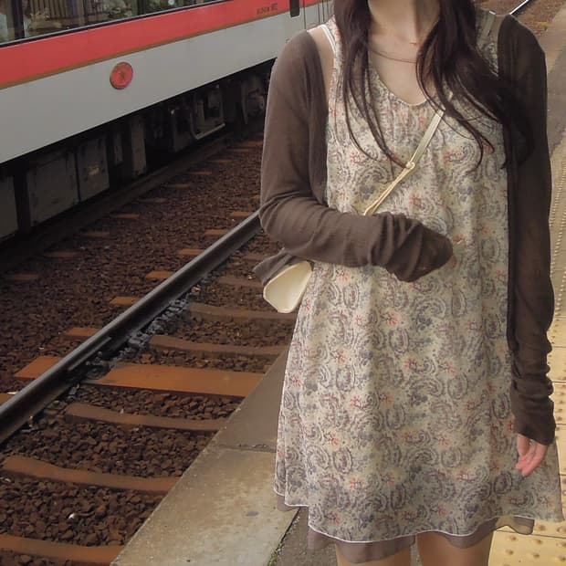 빈티지 모리걸 일본 원피스 프릴 디테일 패턴