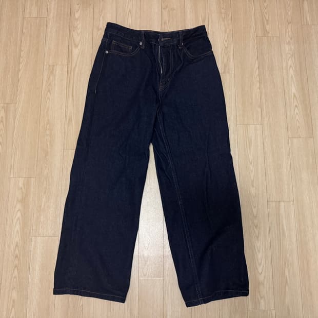 와이드 데님 팬츠 [딥 인디고]