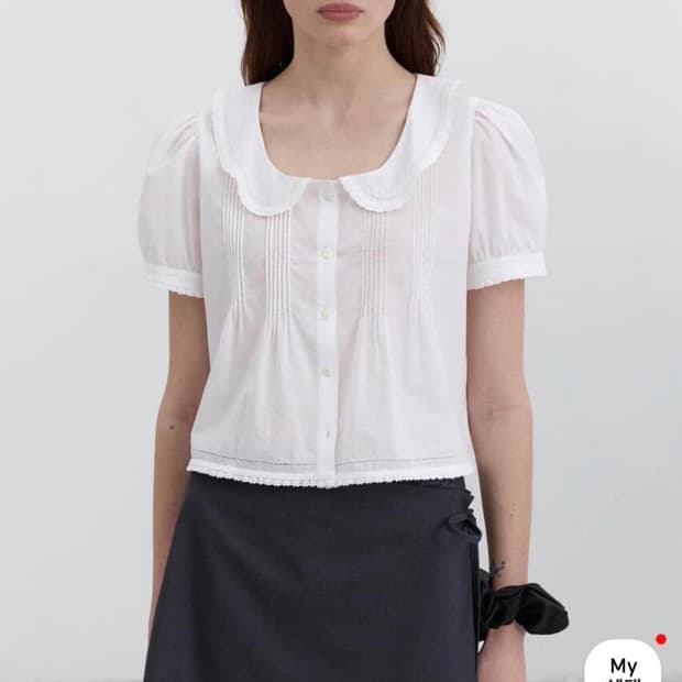 던스트 - 프릴 카라 블라우스 (화이트 M사이즈)