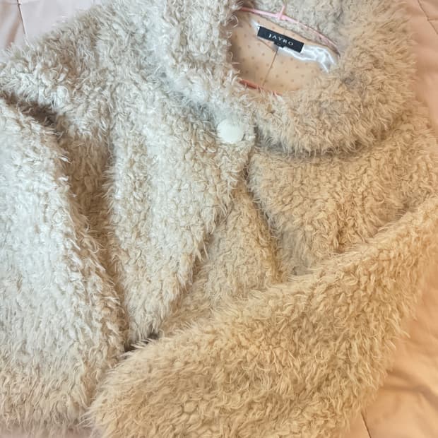 일본 빈티지 아이보리 퍼 자켓 양털 자켓