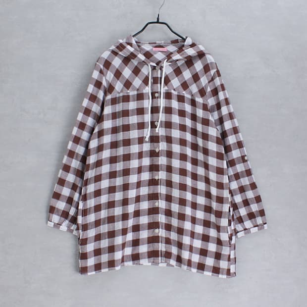 Eternite _check hood cotton shirt