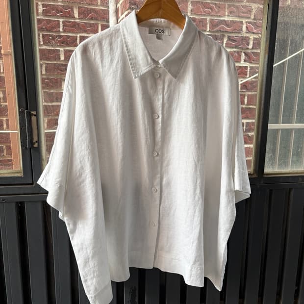 2XL COS 린넨 오버핏 미니멀 린넨 반팔 셔츠