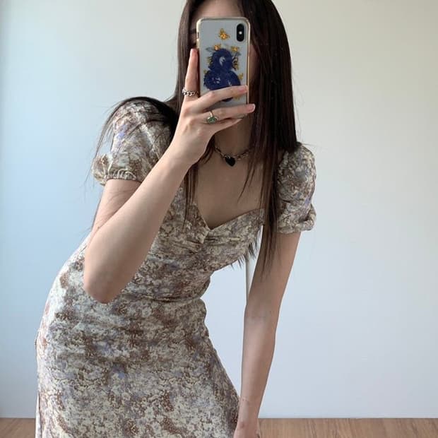 루루서울 마가렛 퍼프 롱 원피스 베이지