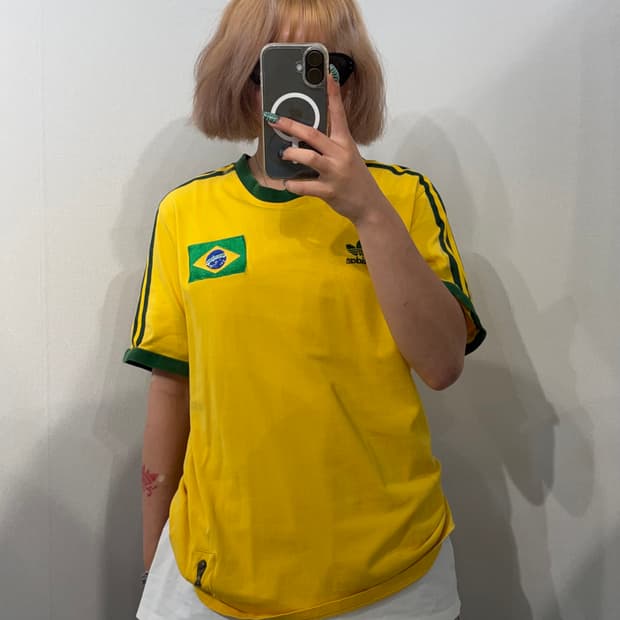 M 아디다스 빈티지 브라질 반팔 링거 티셔츠