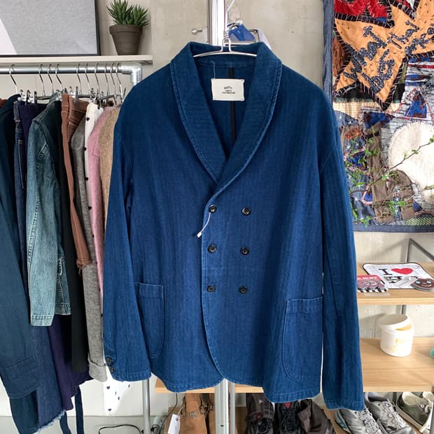 Outil 우티 인디고 더블 블레이저 자켓