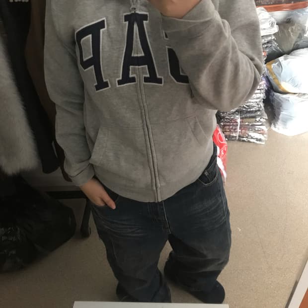 갭 후드집업 그레이