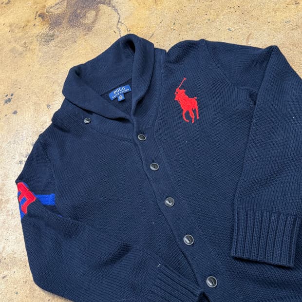 [정품/L(14-16)] 폴로 랄프로렌 네이비 가디건 니트 b16