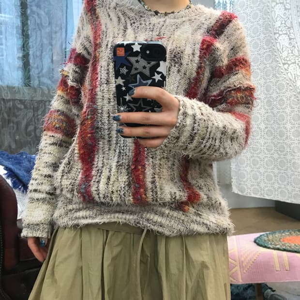 빈티지 디테일 라운드 7부 니트 