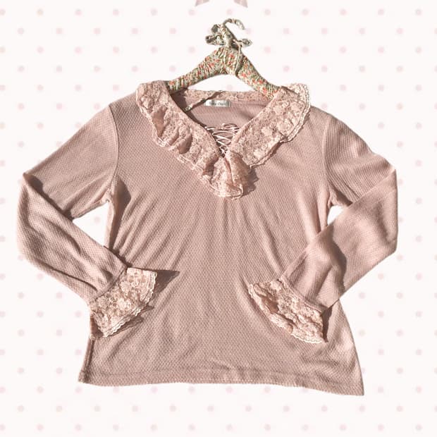 로사체리 레이스 핑크 롱슬리브