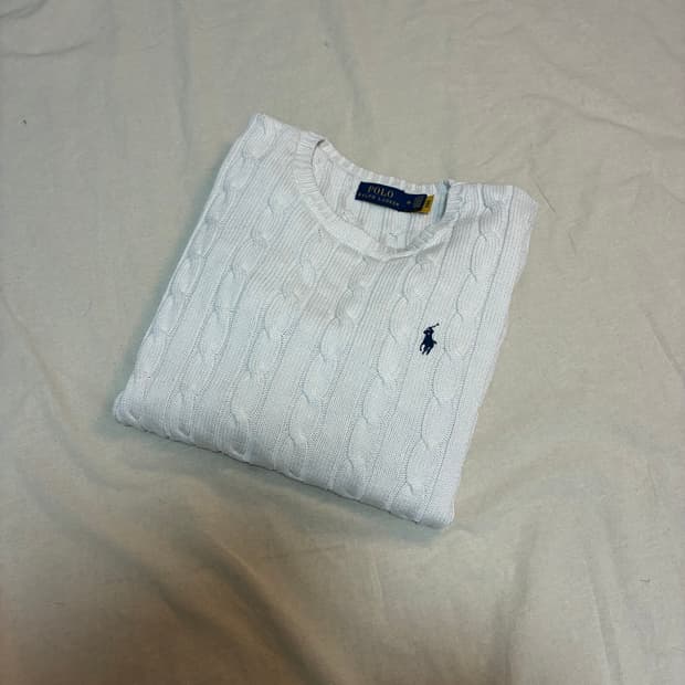 (정품QR) 폴로 꽈배기 니트 화이트 M