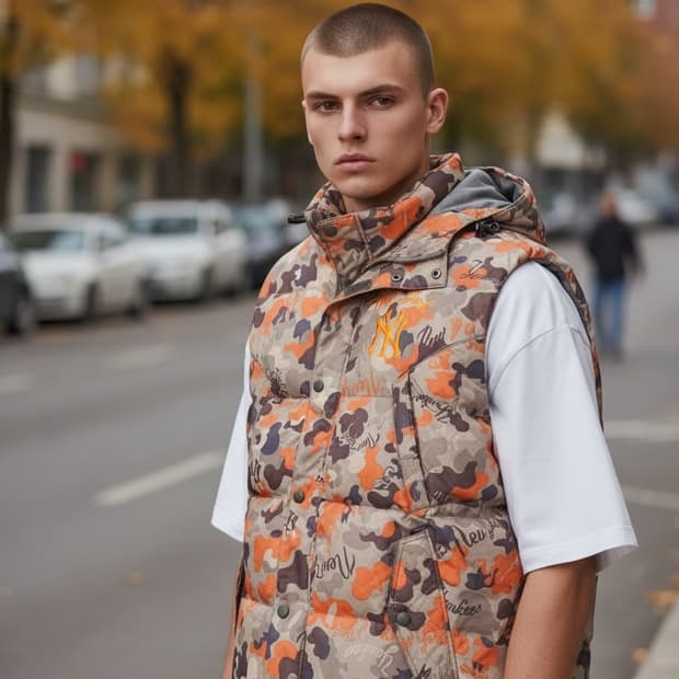 MLB NY 양키스 카모 패딩 베스트