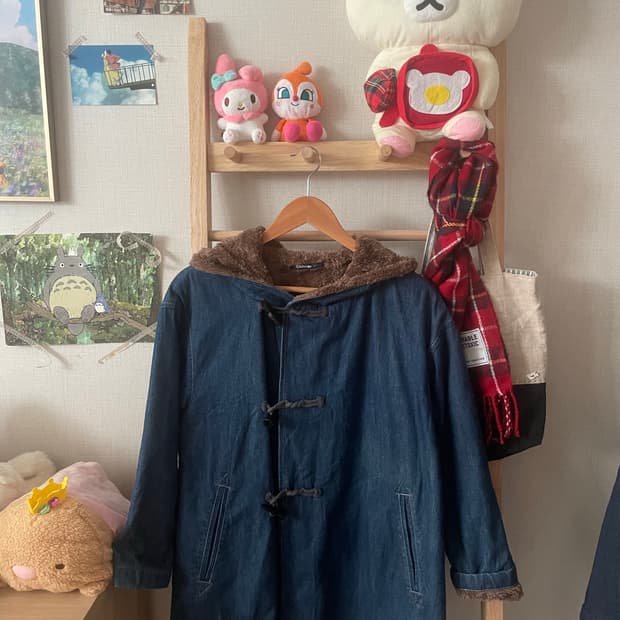 모리걸 빈티지 데님 퍼 후드떡볶이 자켓 💙🤎