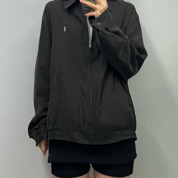 폴로 랄프로렌 블랙 폴리쉘 스윙톱 해링턴 자켓