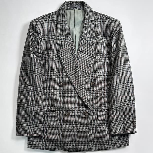 버버리 하운드체크 더블 블레이저