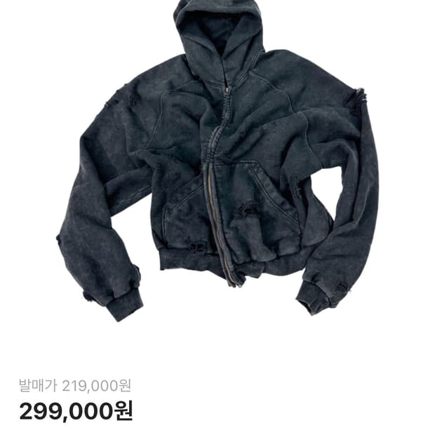 [2] 논노드 신세계 디스트레스드 워시드 블랙 후드집업