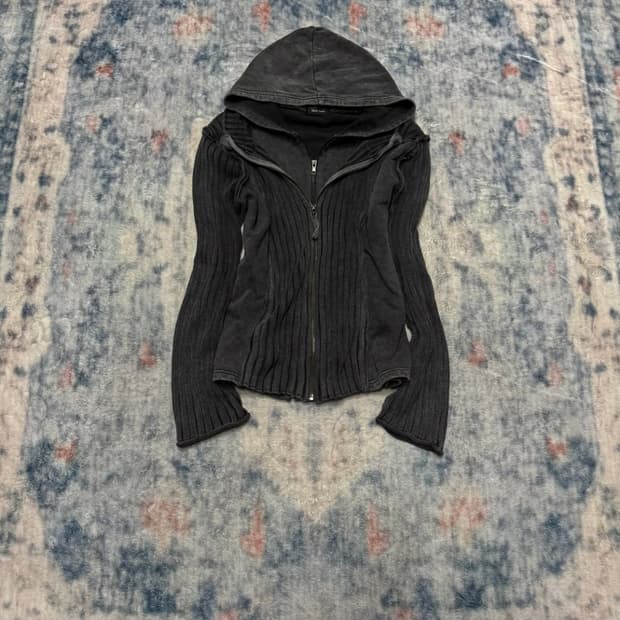 Nini lack layered zipper grunge hoodie