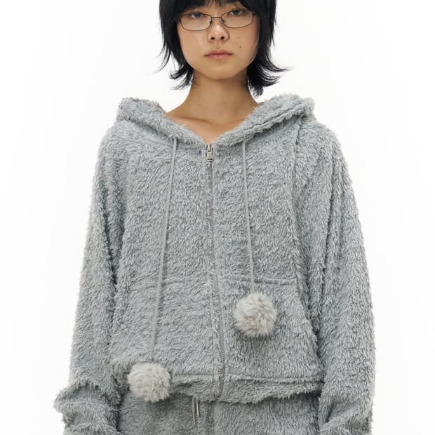 파히섬 Towel Fur Zip-Up Hoodie_Grey