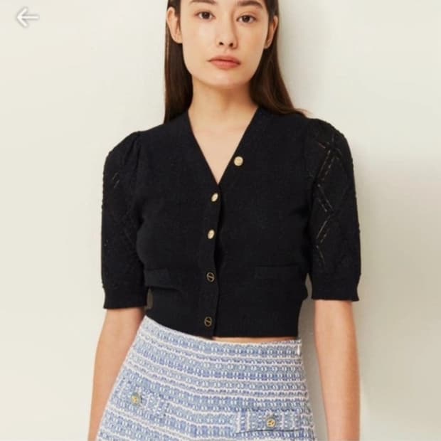 산드로 2022 펄 니트 반팔 가디건 S사이즈