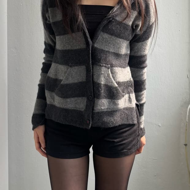 Banana Republic Stripe Knit Hood Zip-Up