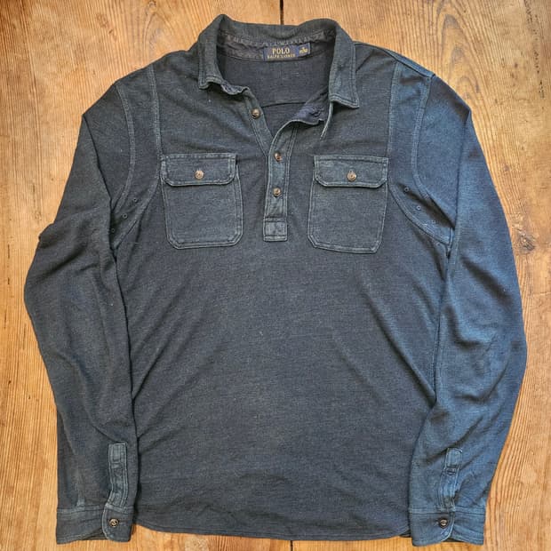 폴로 랄프로렌 인디고 코튼 헨리넥 셔츠