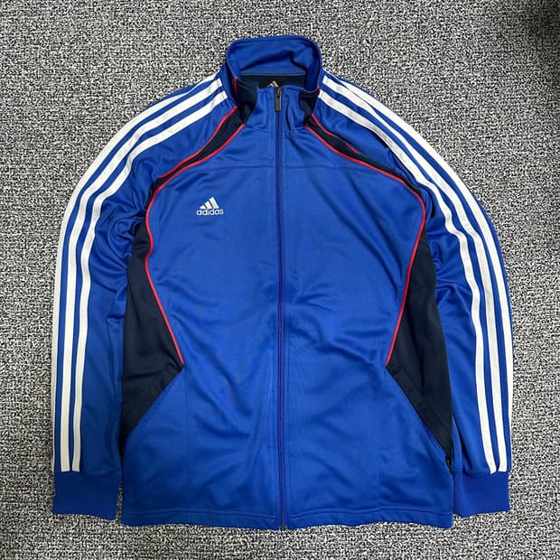(95) 아디다스 파란색 삼선 트랙탑 져지