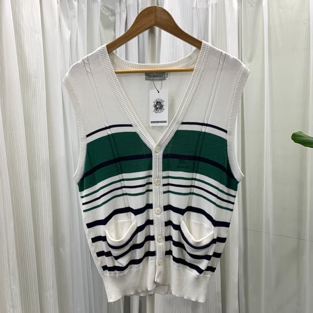 빈티지 Burberrys 스트라이프 브이넥 니트 베스트 1876